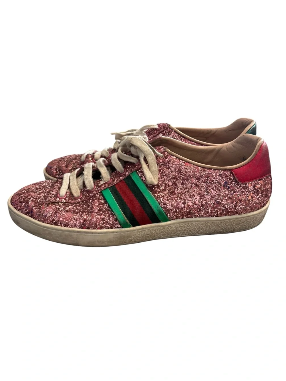Gucci Ace Pink Glitter Sneakers - Picture 2 of 10